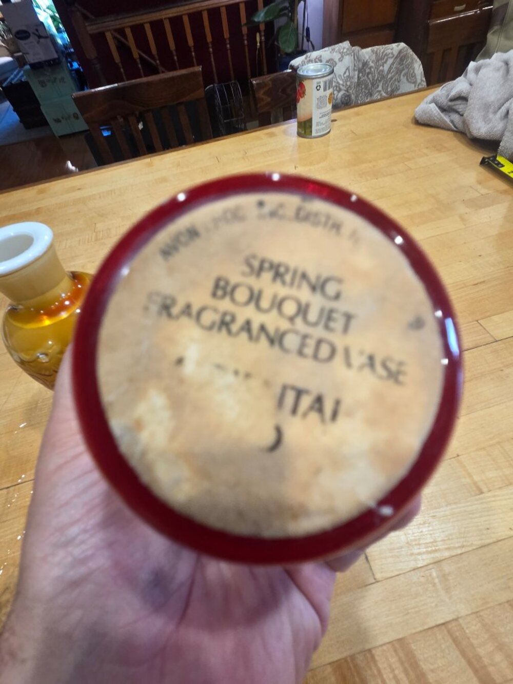 Vintage Avon Spring Bouquet Amberina Slag Glass Vase Pair Mid Century - Picture 8 of 8